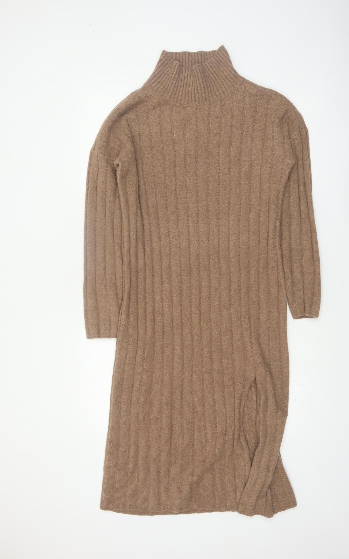 Abercrombie & Fitch Women Brown Roll Neck Knit Sweater Dress M