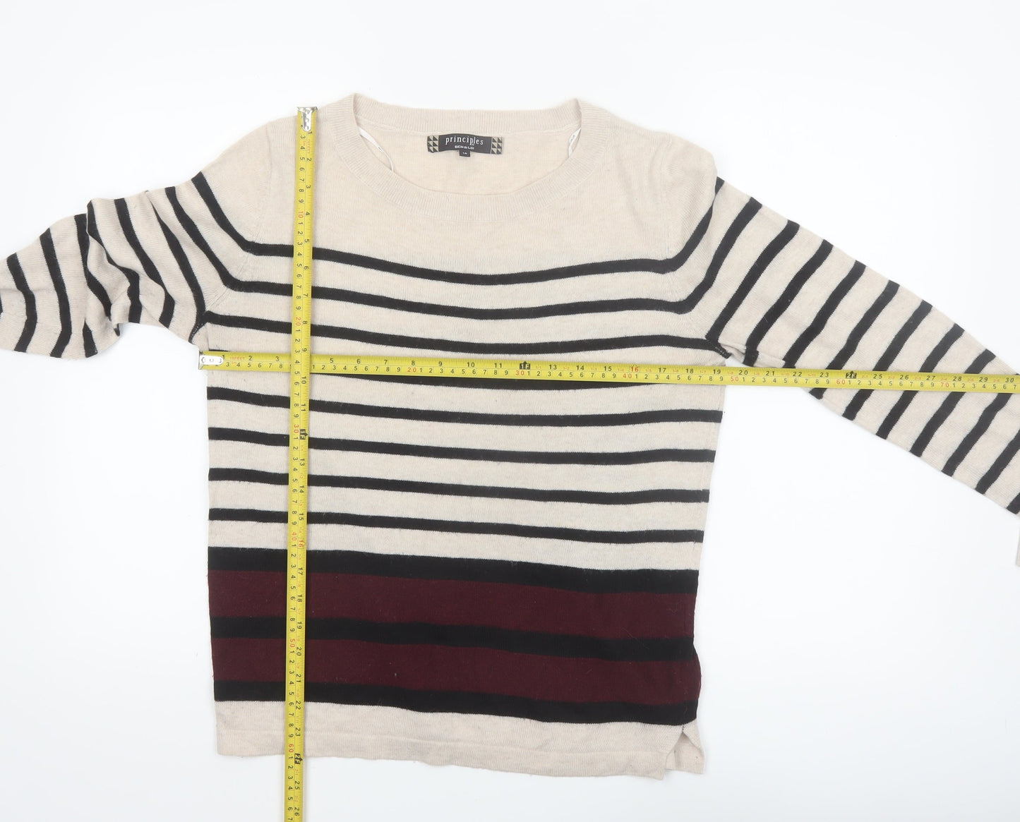 Principles by Ben de Lisi Women’s Beige Striped Pullover Jumper Size 14