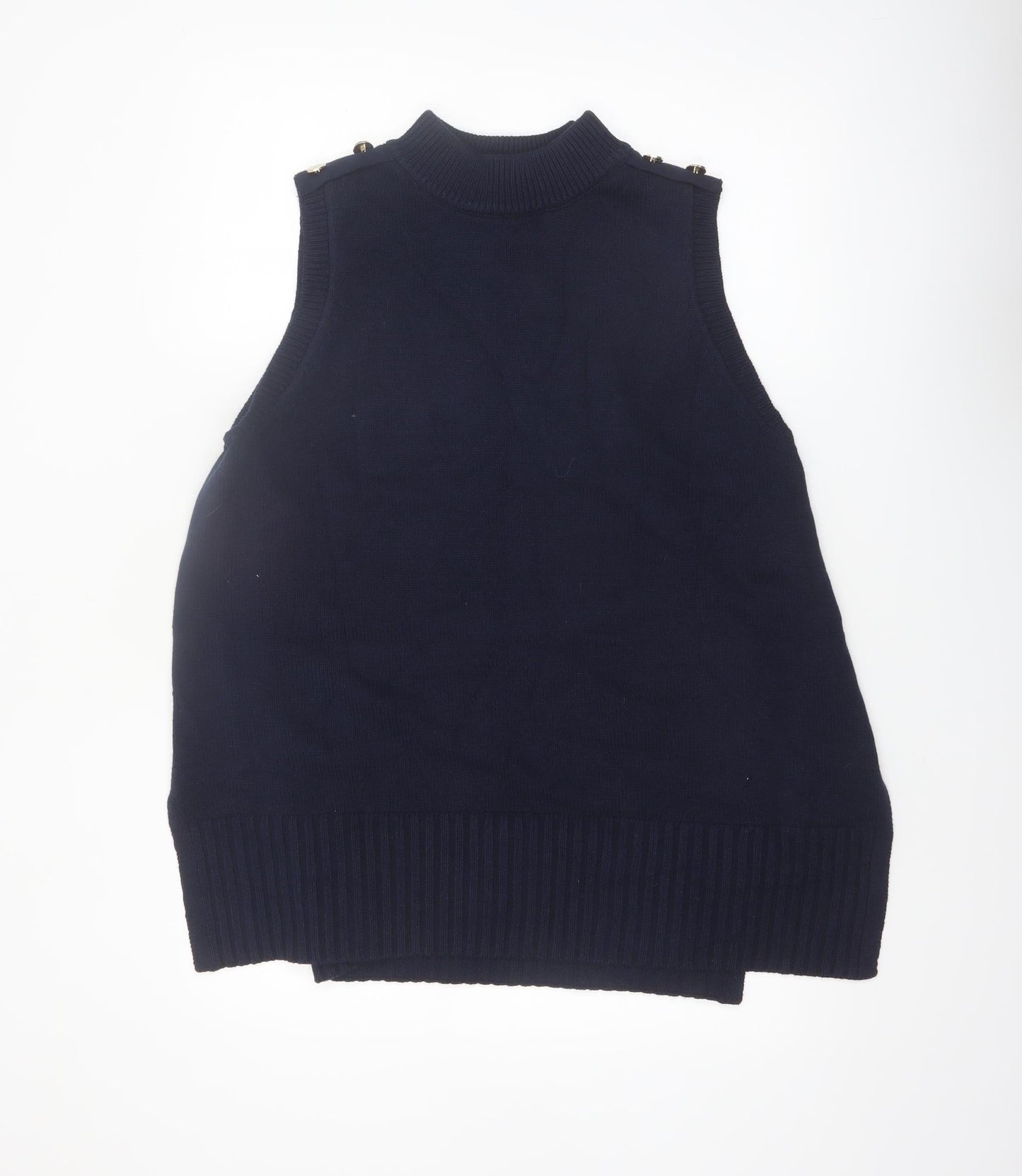 River Island Women's Blue Mock Neck Sleeveless Knit Vest M