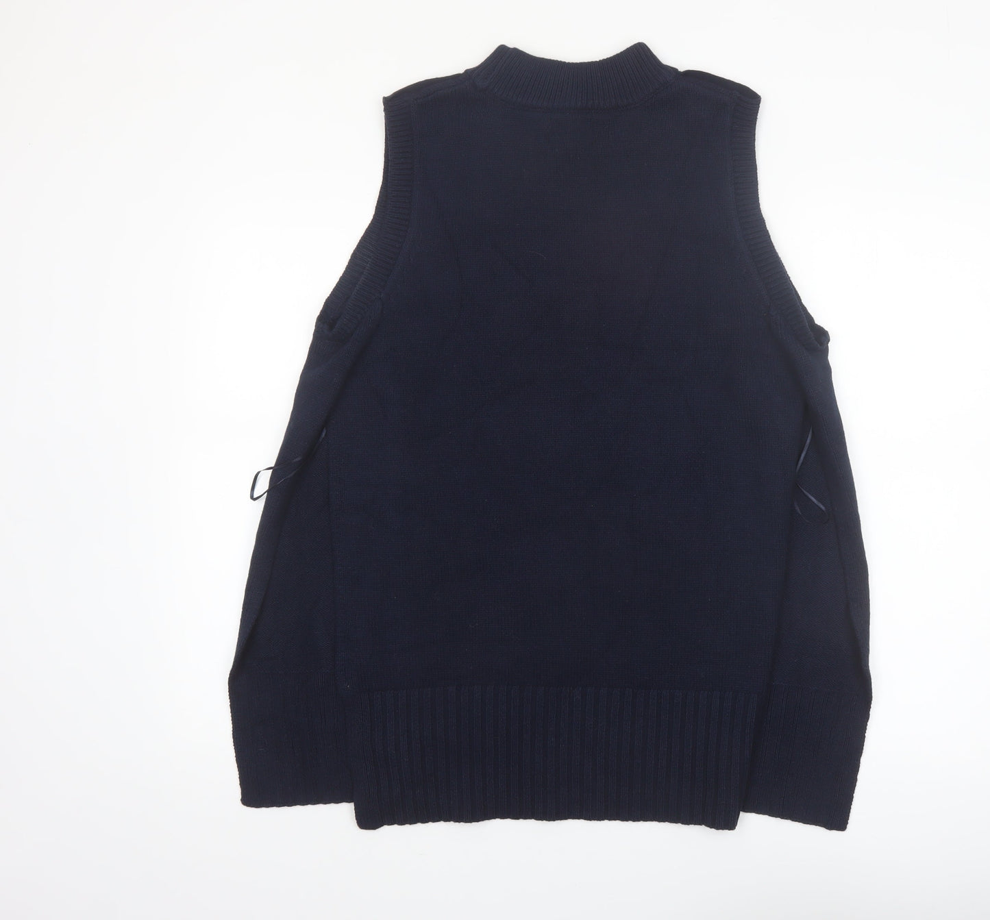 River Island Women's Blue Mock Neck Sleeveless Knit Vest M