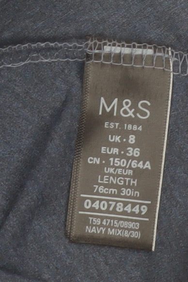 Marks and Spencer Women Blue Size 8 Pleated Midi Skirt