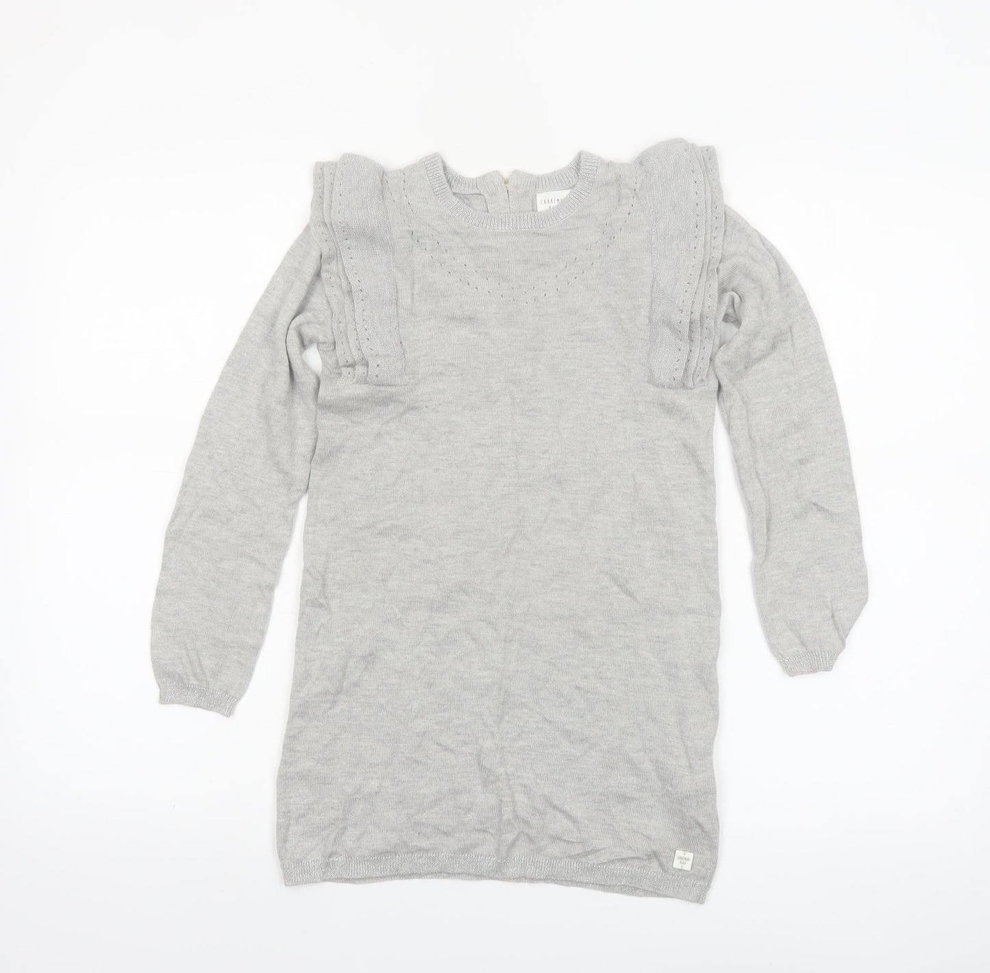 Carrément Beau Girls Grey Long Sleeve Knitted Jumper Dress Size 8 Years
