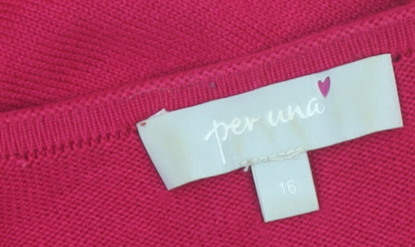 Marks & Spencer Per Una Women’s Pink Size 16 Open Knit Cardigan