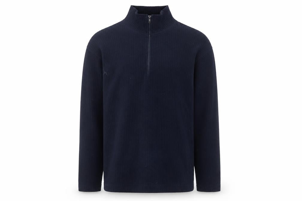 Oak Valley Men's Blue Half Zip Fleece Jumper Size M