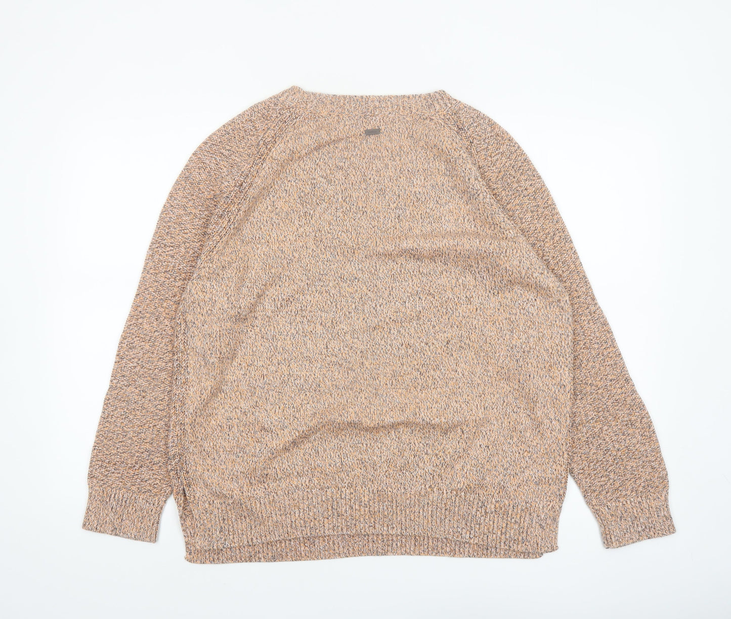 Barbour Womens Beige Cotton Wool Jumper Size 16 Crew Neck Knitwear