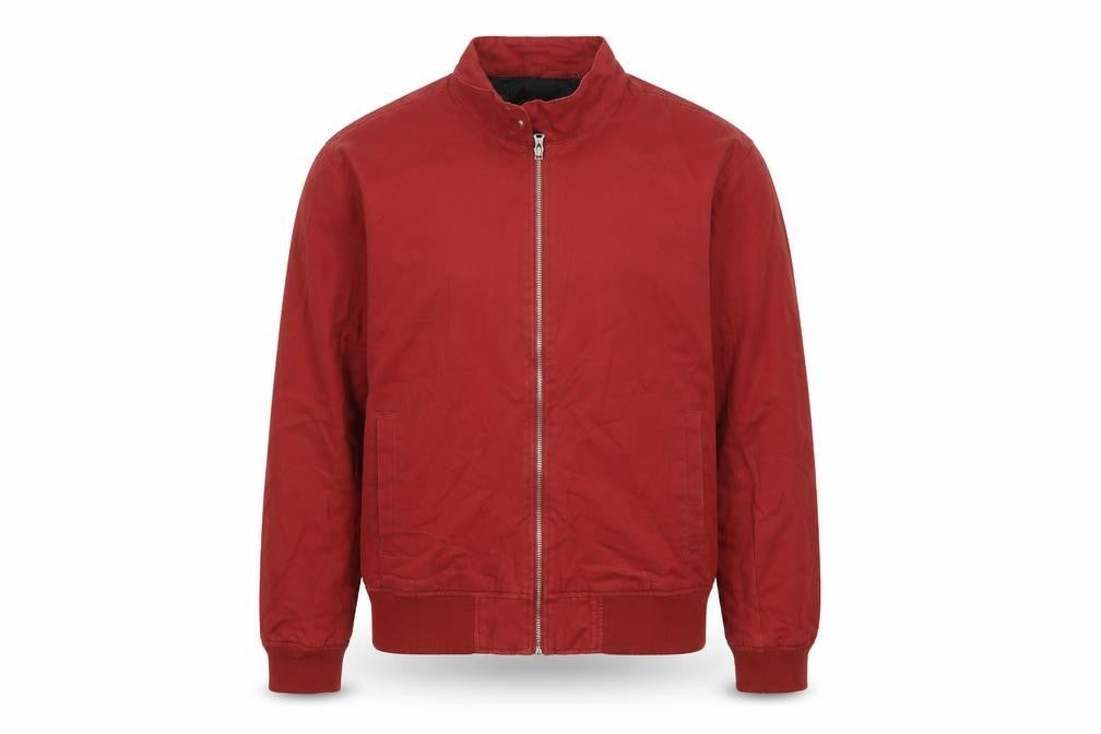 New Look Men Red Cotton Bomber Jacket Medium Full Zip Casual