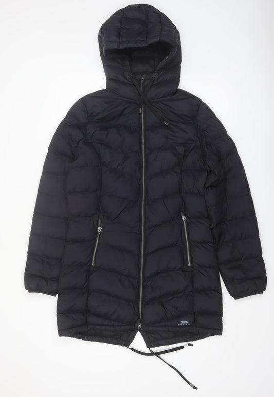 Trespass Womens Black Long Hooded Puffer Coat Size S