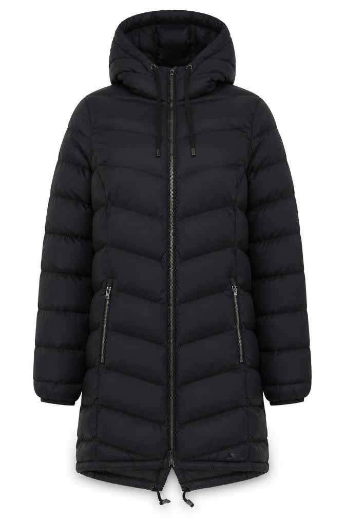 Trespass Womens Black Long Hooded Puffer Coat Size S