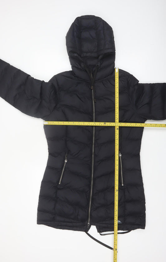 Trespass Womens Black Long Hooded Puffer Coat Size S