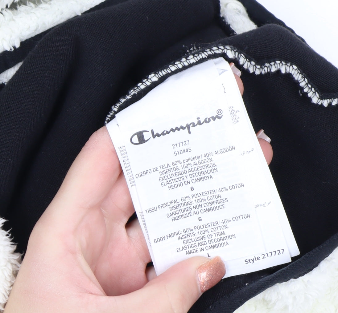 Champion Women’s Ivory Hooded Pullover Sweatshirt Size L Fleece Lined