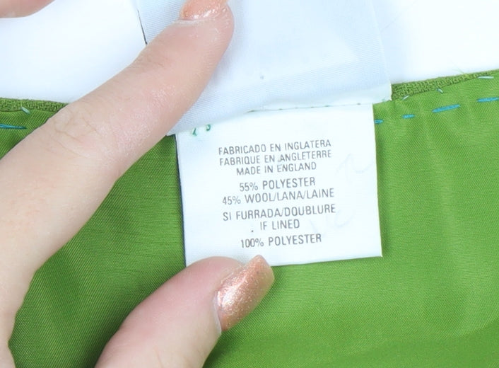 Jacques Vert Women’s Green Pleated Wool Blend Midi Skirt Size 12