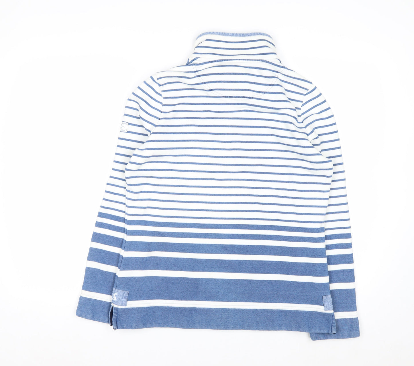 Joules Women Blue White Striped Cotton Henley Sweatshirt UK 12