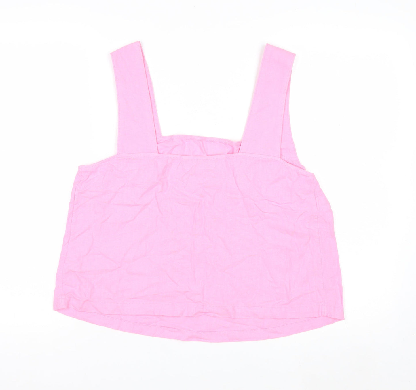 Marks and Spencer Women's Pink Linen Blend Square Neck Tank Top Size 12