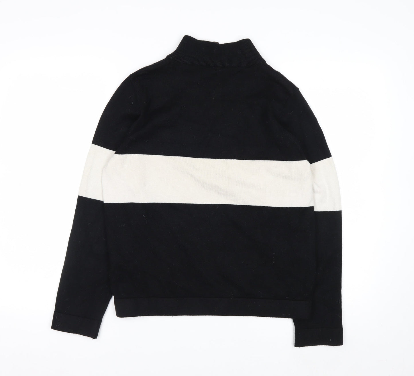Apricot Women's Black Stripe Mock Neck Half Zip Jumper Size 8