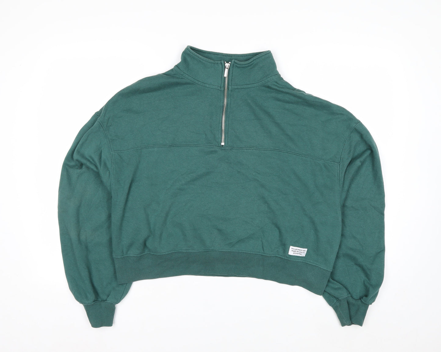 H&M Divided Women’s Green 1/2 Zip Pullover Sweatshirt XL Cotton Blend