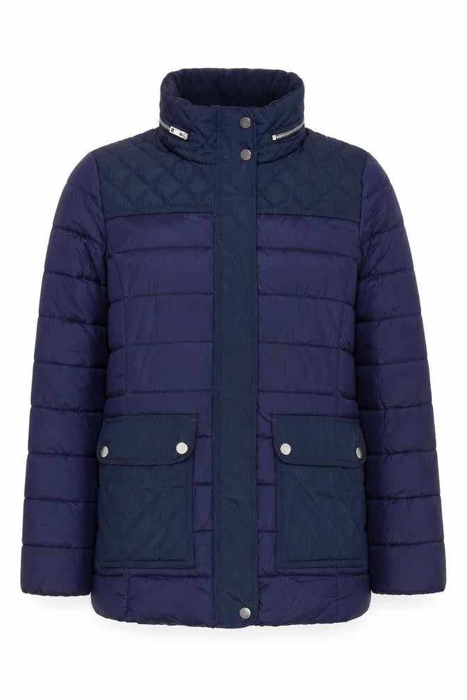 Next Women's Blue Quilted Shower Resistant Mid-Length Jacket Size 12