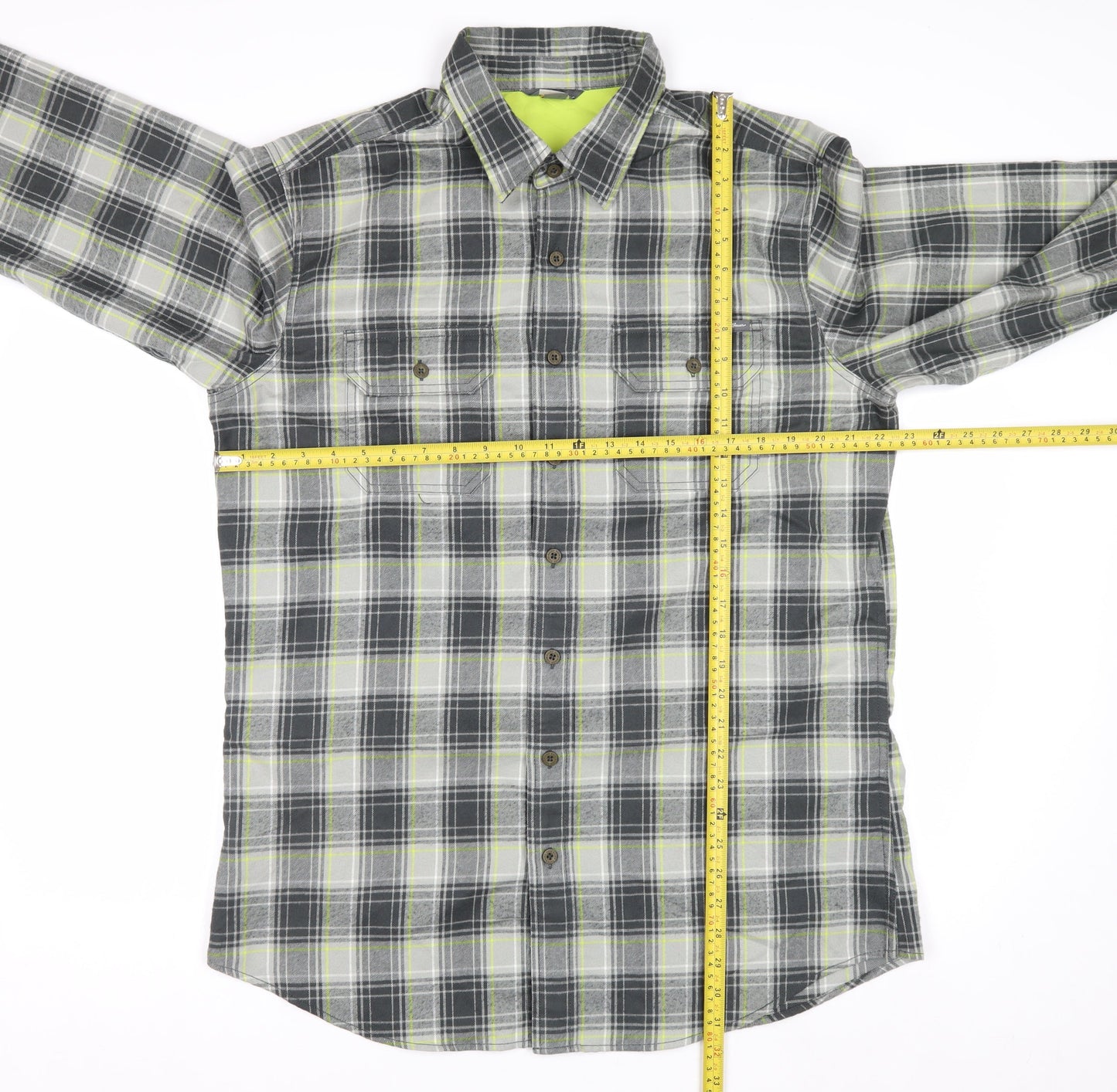 Eddie Bauer Men's Grey Plaid Long Sleeve Button-Up Shirt L Tall