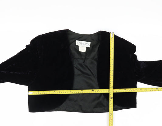 Roberta Women's Black Velvet Cropped Tuxedo Blazer Size L