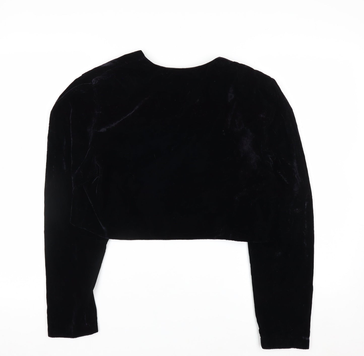 Roberta Women's Black Velvet Cropped Tuxedo Blazer Size L
