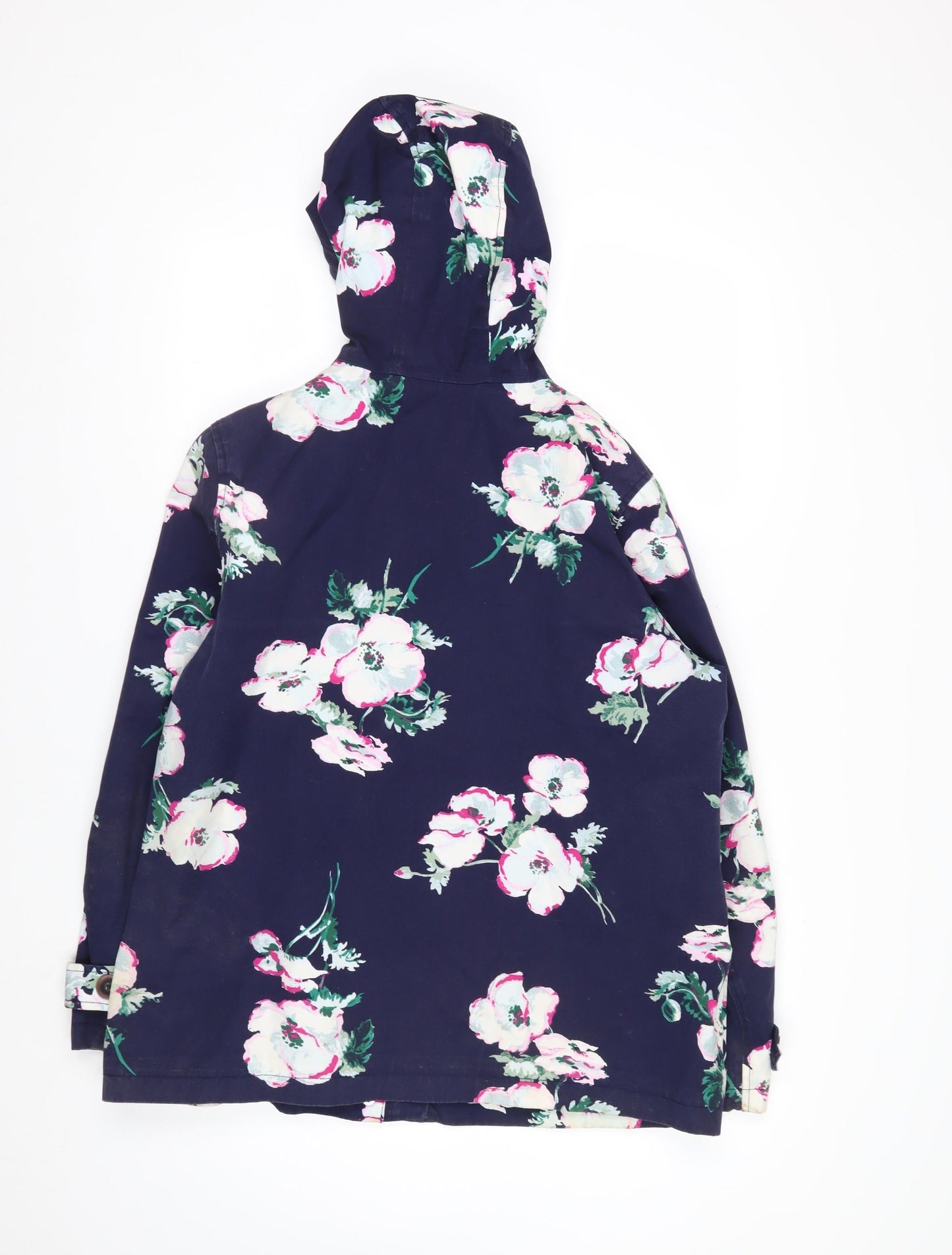 Joules Women's Blue Floral Waterproof Hooded Rain Jacket Size 16