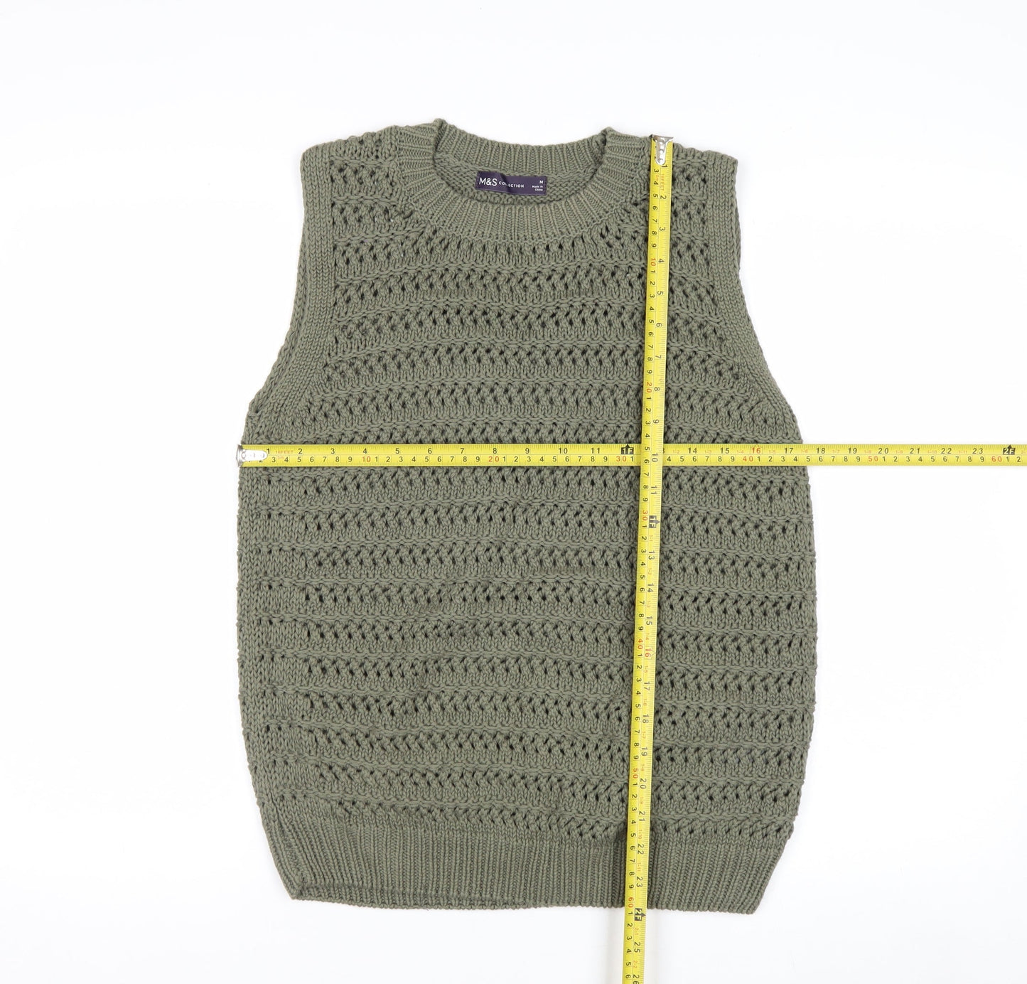 Marks and Spencer Women's Green Knit Cotton Sleeveless Vest M