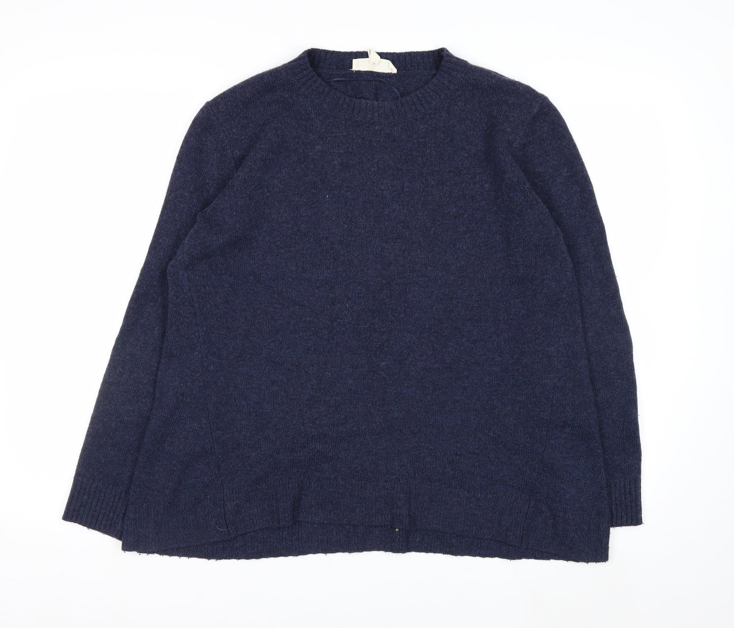 Seasalt Cornwall Women's Navy Wool Jumper Size 14 Classic Crew Neck