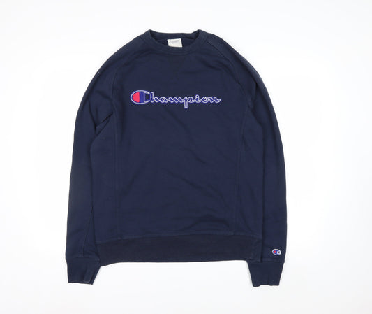 Champion Men's Blue Pullover Sweatshirt Medium Embroidered Logo