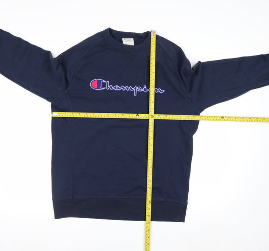 Champion Men's Blue Pullover Sweatshirt Medium Embroidered Logo