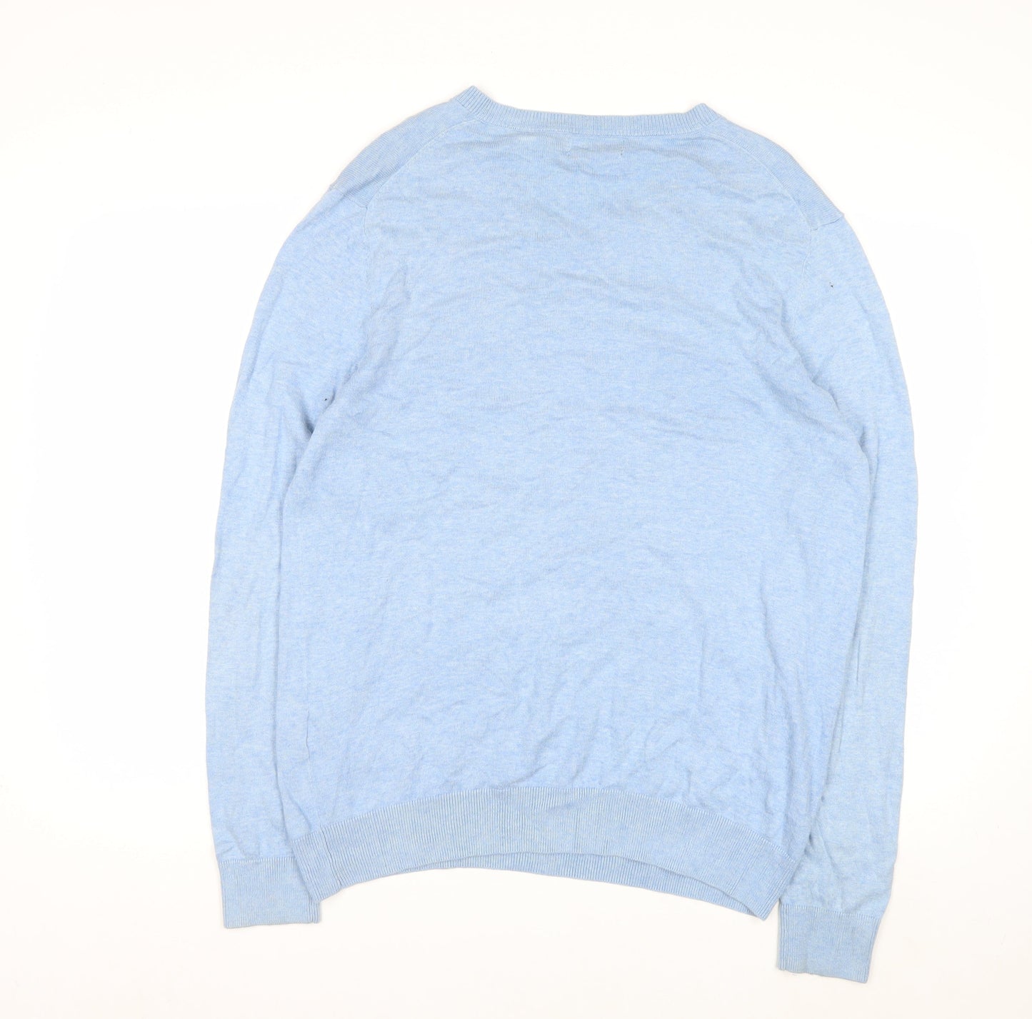 Nautica Men’s Blue V-Neck Cotton Modal Pullover Jumper Size M