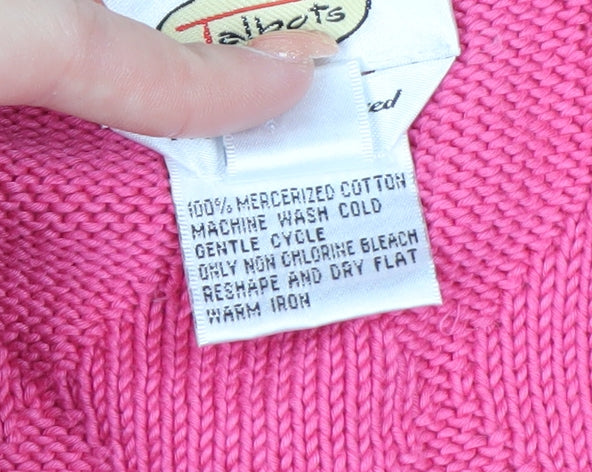 Talbots Women's Pink Knit Cotton Sleeveless Vest Jumper Size L