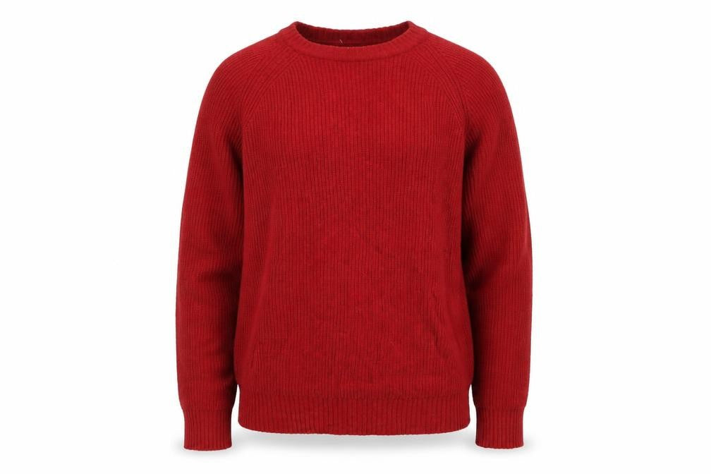 Coen Men's Red Lamb's Wool Knit Crew Neck Jumper Size L