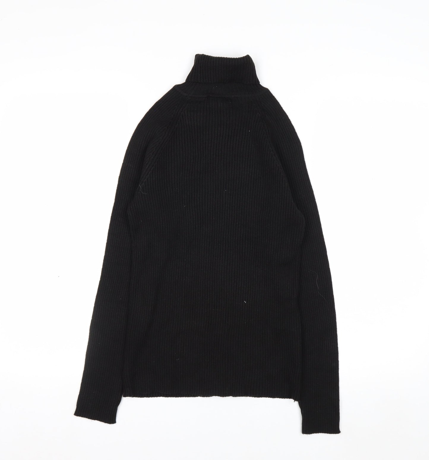 White Stag Women's Black Roll Neck Ribbed Knit Jumper Size S