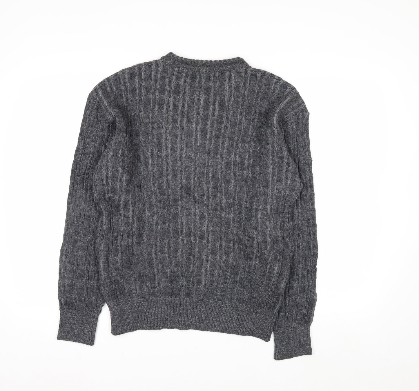 Felix Bühler Men's Grey Wool Cable-Knit Pullover Jumper L