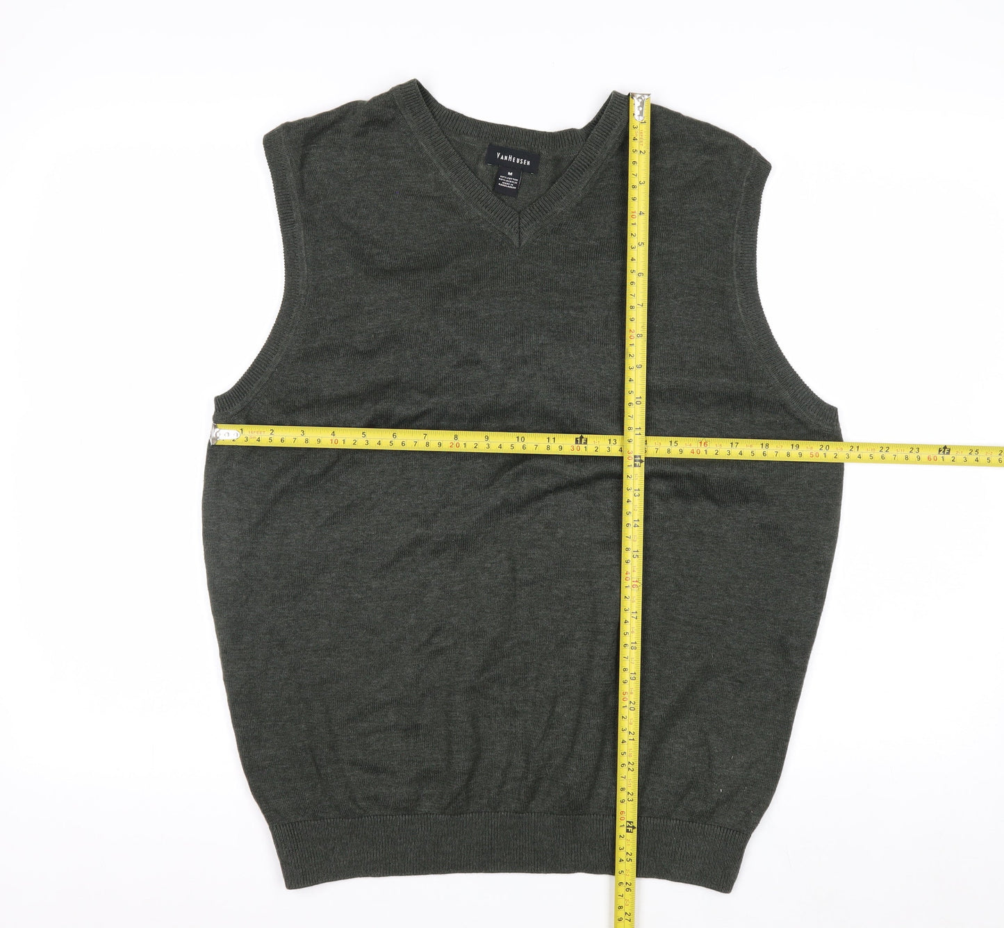 Van Heusen Men's Green V-Neck Sleeveless Cotton Knit Vest M