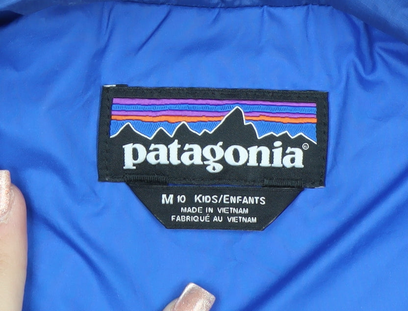 Patagonia Boys Blue 10 Years Puffer Jacket Full Zip Insulated Winter Coat