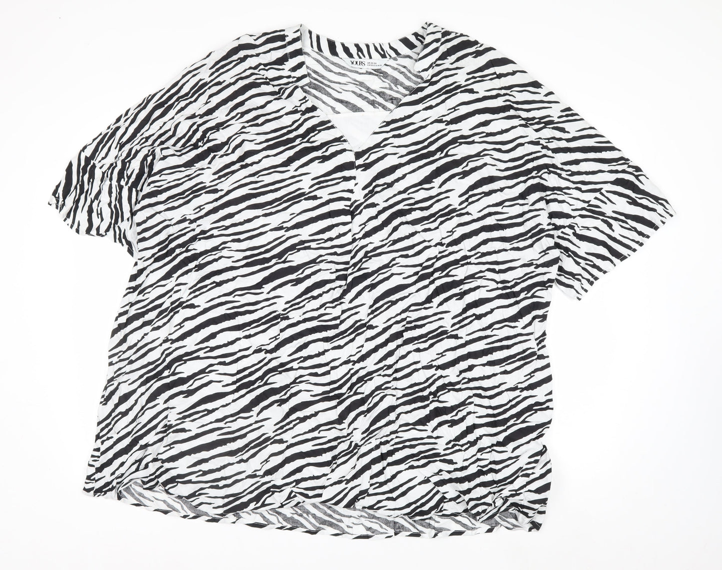Yours Womens Black White Zebra Print Viscose T-Shirt Size 22
