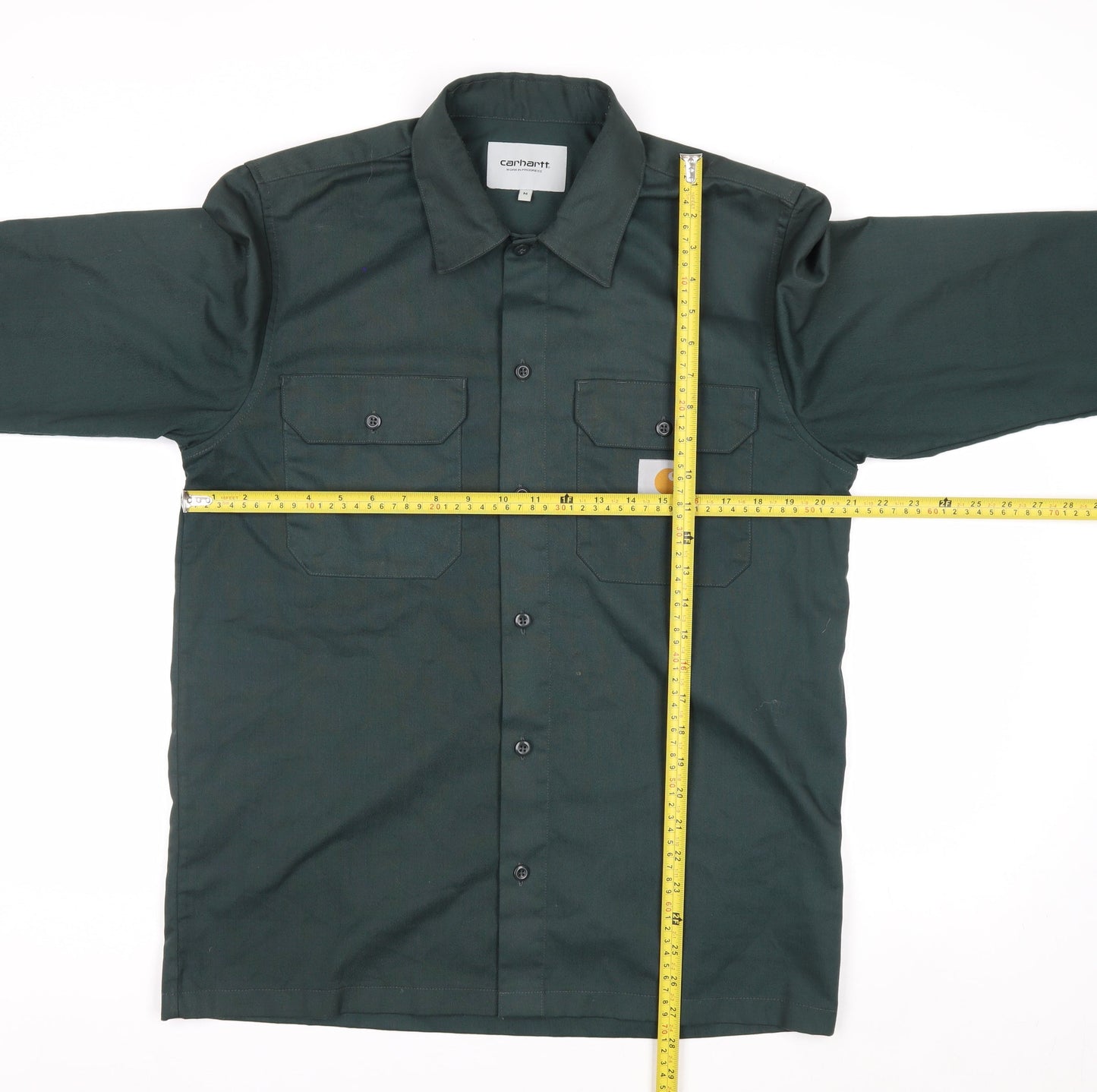 Carhartt Men's Green Twill Long Sleeve Button-Up Work Shirt M