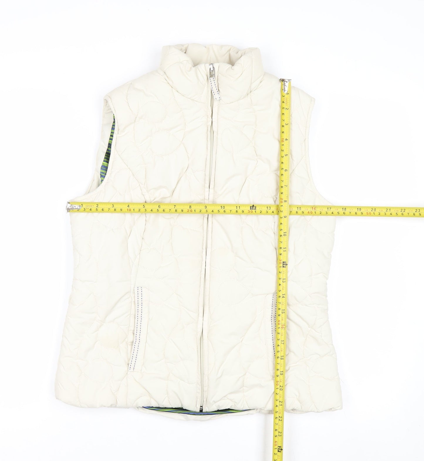 Marks and Spencer Per Una Women Ivory Quilted Water Repellent Waistcoat Size S