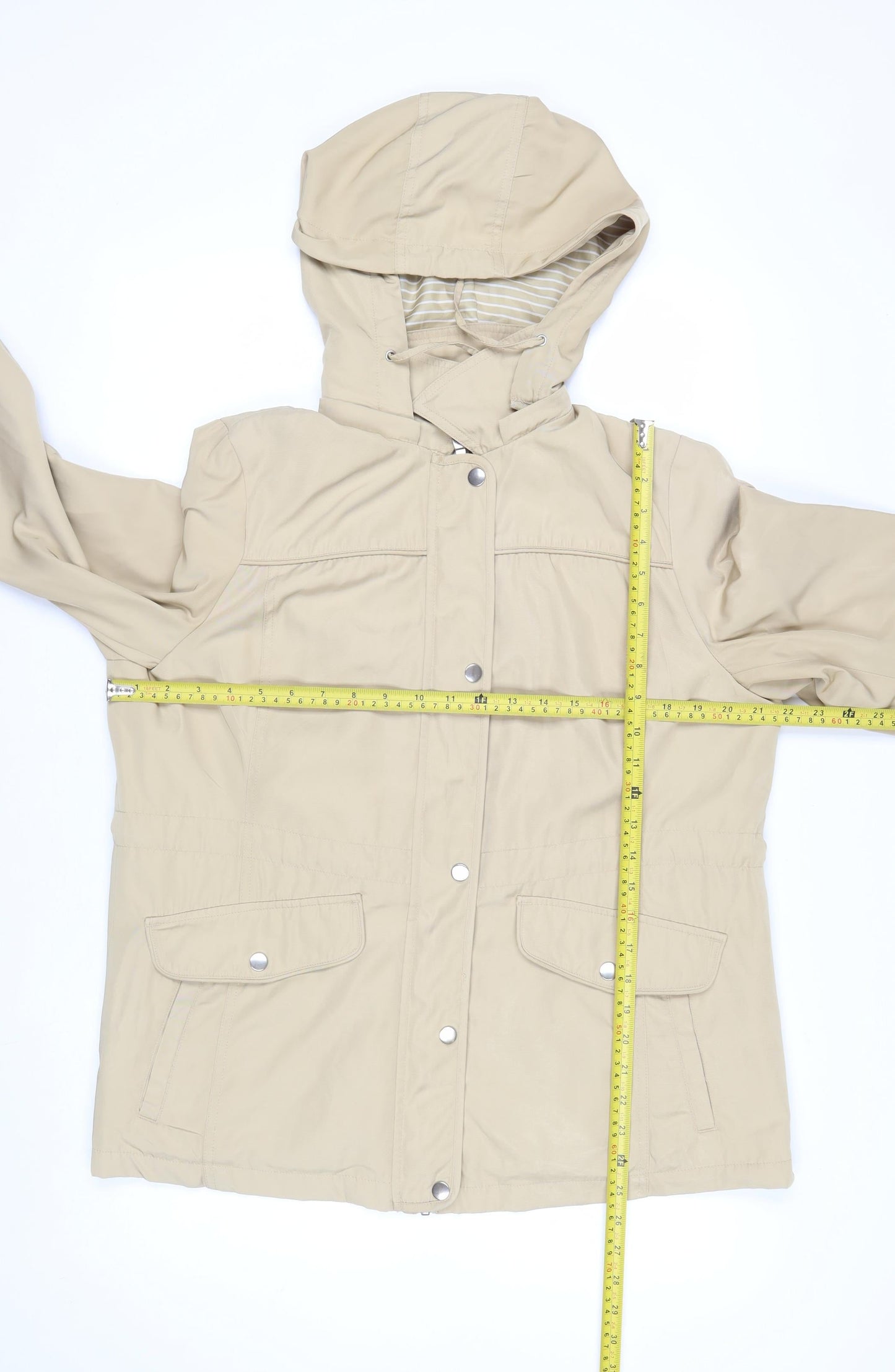 Marks and Spencer Women's Beige Hooded Rain Coat Jacket Size 16