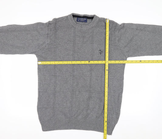 U.S. Polo Assn. Men's Grey Cotton Crew Neck Pullover Jumper L