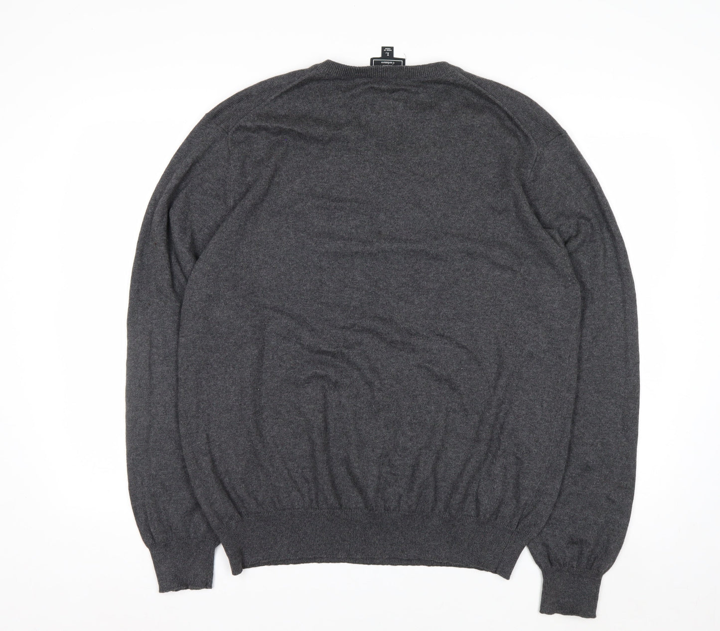 Chaps Men’s Grey Cotton Cashmere V-Neck Pullover Jumper L
