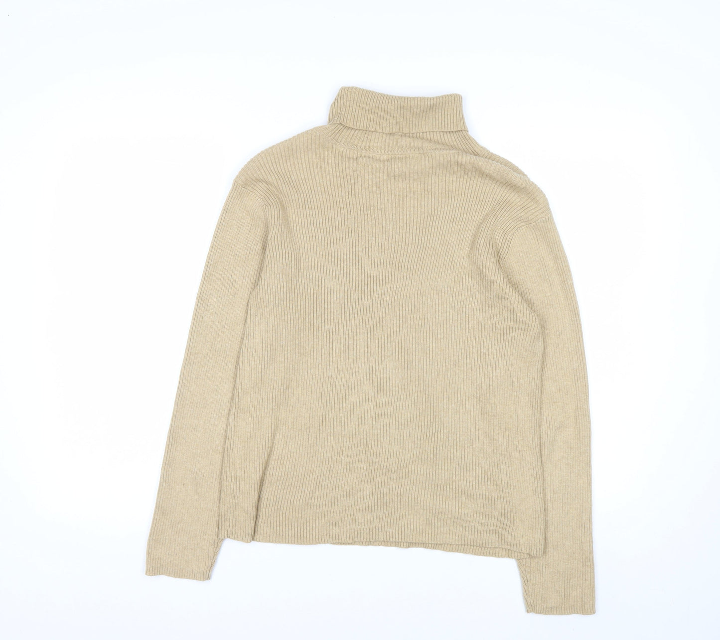 Liz Claiborne Womens Beige Roll Neck Cotton Knit Jumper L