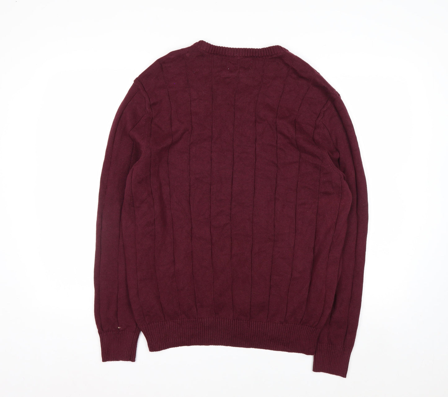 Club Room Men's Red XL V-Neck Cotton Cable Knit Jumper
