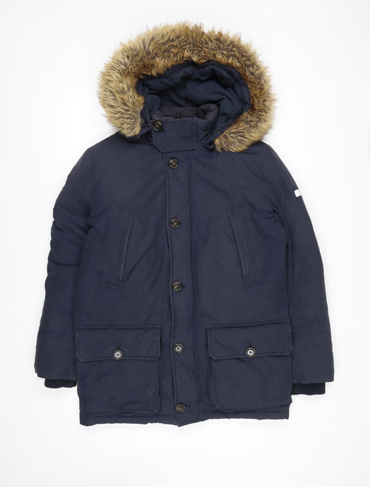 Tommy Hilfiger Men's Blue Hooded Parka Coat Size S