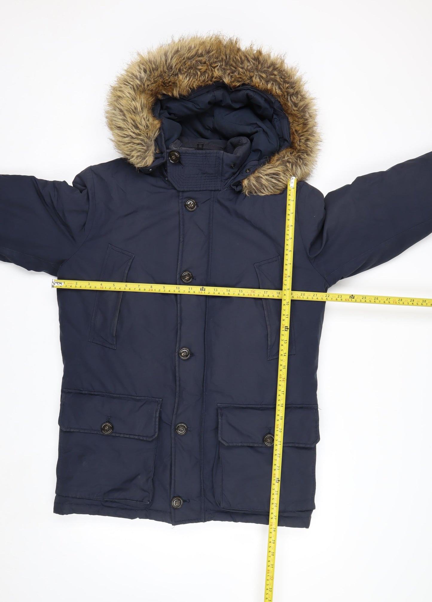 Tommy Hilfiger Men's Blue Hooded Parka Coat Size S