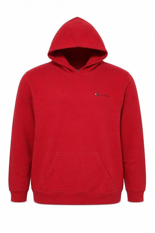 Champion Mens Red Pullover Hoodie 1XL Cotton Blend Athletic Style