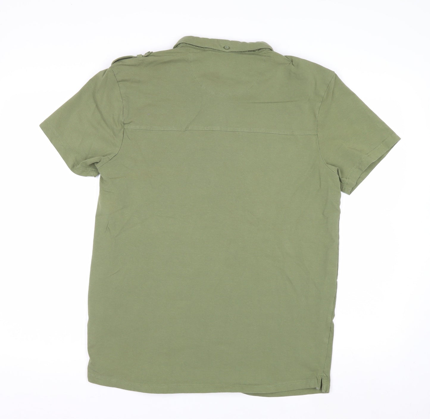 Firetrap Men's Green XL Henley Button-Up Short Sleeve Casual Shirt