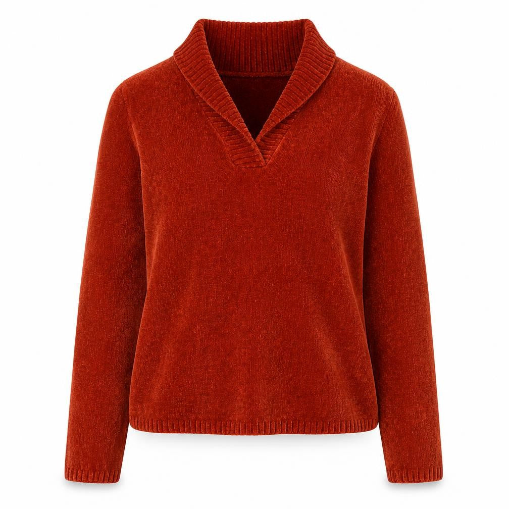 Rafaella Women's Brown V-Neck Long Sleeve Pullover Jumper Size S