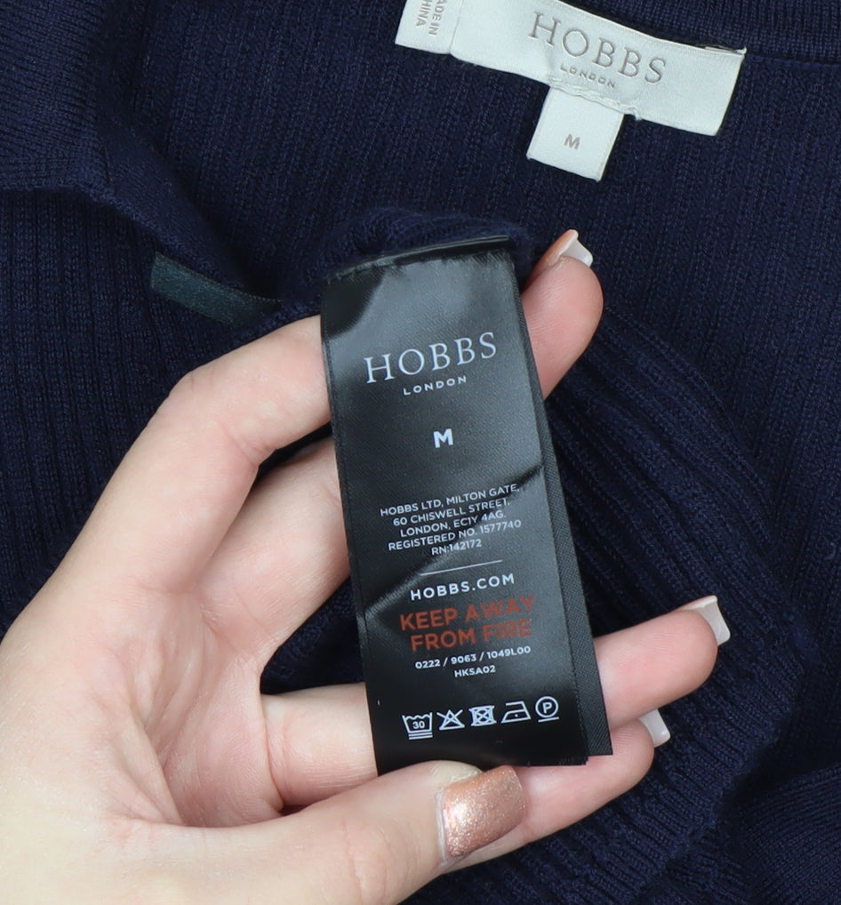 Hobbs Women’s Blue Merino Wool Collared Button Cardigan M
