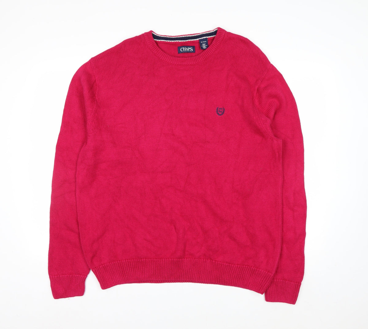 Back view of Chaps men’s red xl crew neck knit jumper
